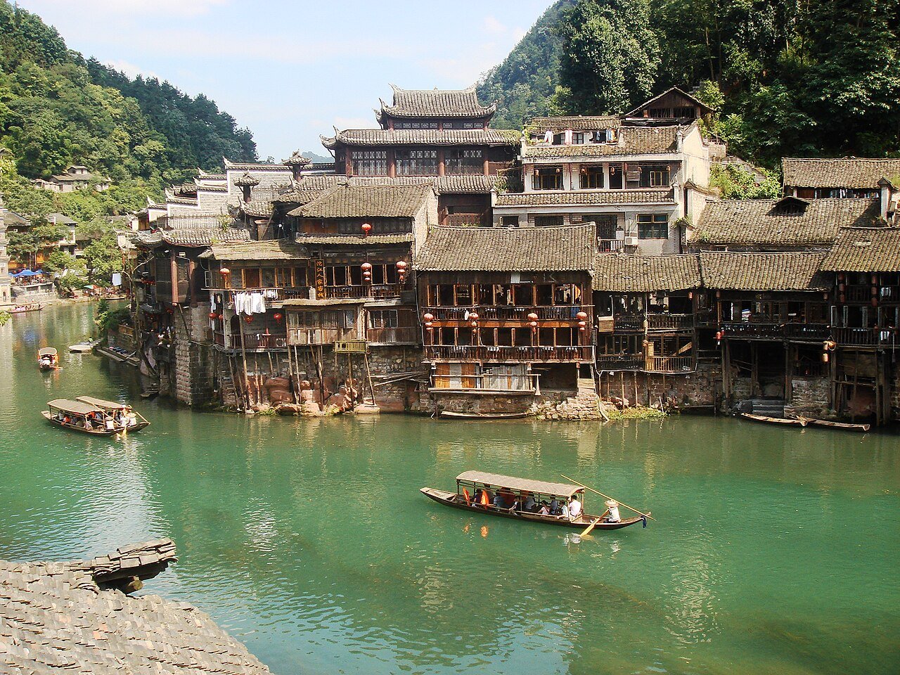 Stilt houses over the Tuo River at Fenghuang